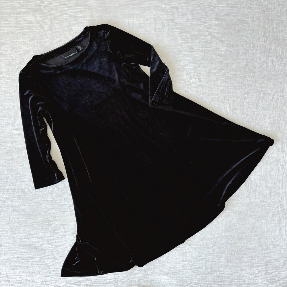 Cynthia Rowley velvet dress black dress lbd midi dress a line dress